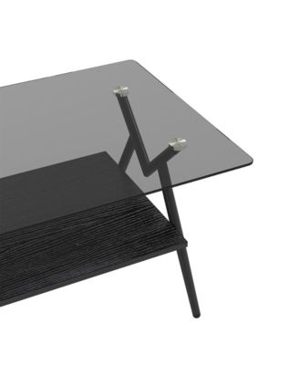 Streamdale Modern Glass Coffee Table with Black MDF Shelf
