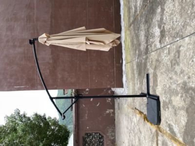 Streamdale Solar Powered LED Patio Umbrella, 8 Ribs, Crank and Cross Base