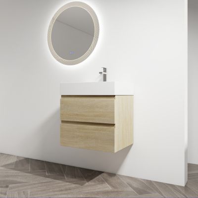 24" Wood Grain Vanity w/ Resin Sink & Soft-Close Drawers