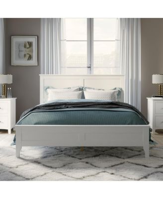 Streamdale Modern White Solid Wood Full Platform Bed
