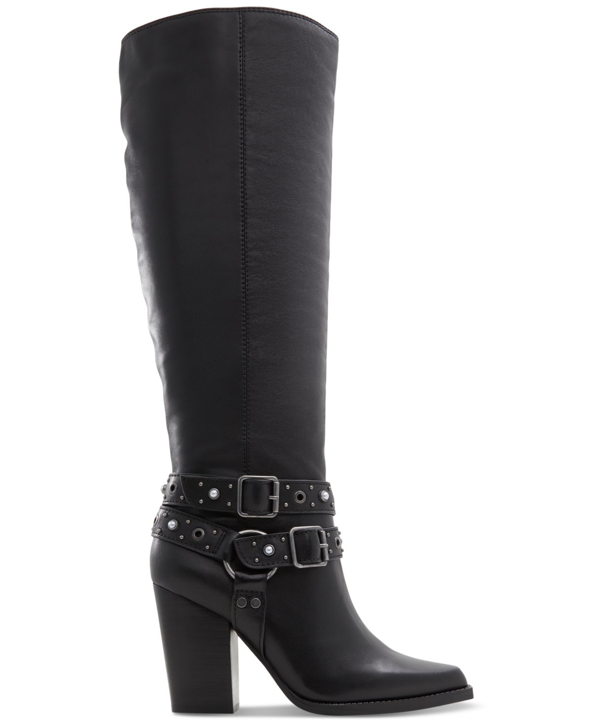 ALDO WOMEN'S THELIDAN BUCKLE POINTED TOE KNEE HIGH BOOTS 