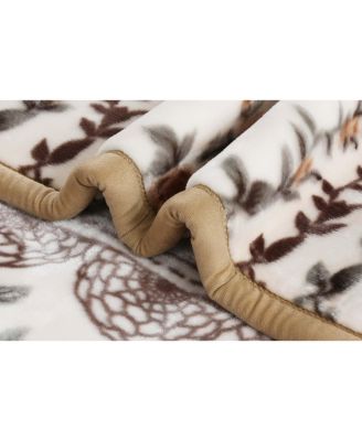 Heavy & Warm Korean Style Reversible Printed Raschel Mink Bed Blanket - Wrinkle Free & Fade Resistant - King 87x94 Inches - 12 Lbs.
