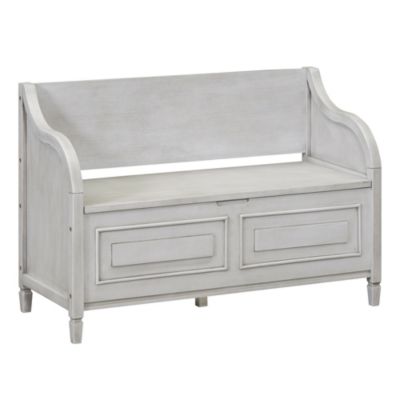 Rustic Style Solid Wood Entryway Multifunctional Storage Bench With Safety Hinge (Gray Wash+ Beige)