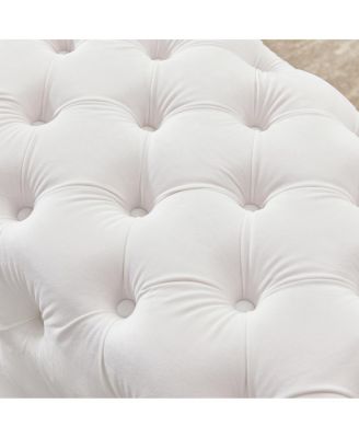 Button-Tufted Velvet Ottoman Bench
