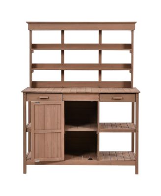 Large Outdoor Wooden Potting Bench Table with Storage Options