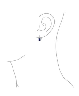 Holiday Classic Solitaire Cubic Zirconia Princess Cut Square Pave CZ Drop Lever back Earrings .925 Sterling Silver
