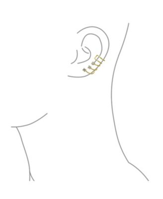 Spiral CZ Curved Wire Crawlers Ear Cuff Cartilage Earrings Rose Gold Silver