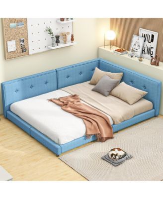 Upholstered Full Size Platform Bed With USB Ports