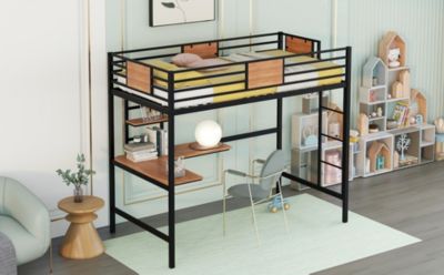 Streamdale Twin Metal Loft Bed With Desk And Shelve