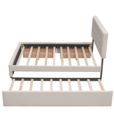 Streamdale Queen Upholstered Platform Bed with Twin XL Trundle and Drawers