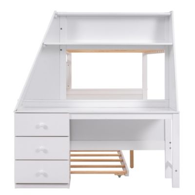 3-in-1 Bunk Bed with Desk, Trundle & Storage