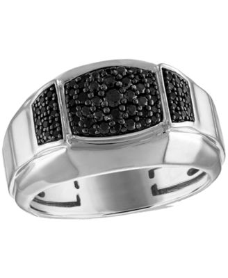 Marc Anthony Men's Black Diamond Triple Cluster Ring (1/2 ct. t.w.) in Sterling Silver-Plate, BVR1025-WSAA