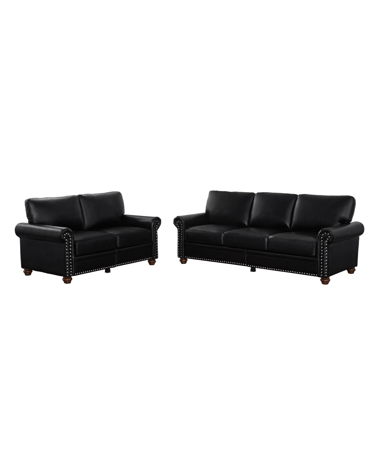 Streamdale Furniture Living Room Sofa With Storage Sofa 2+3 SectionalFaux Leather - Black