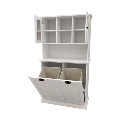 Tilt-Out Laundry Basket Cabinet with Shelves