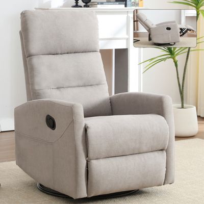 Manual Recliner Chair with Rocker and Swivel in Fabric, Upholstered Accent Chair for Living Room