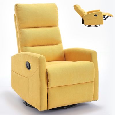 Manual Recliner Chair with Rocker and Swivel in Fabric, Upholstered Accent Chair for Living Room