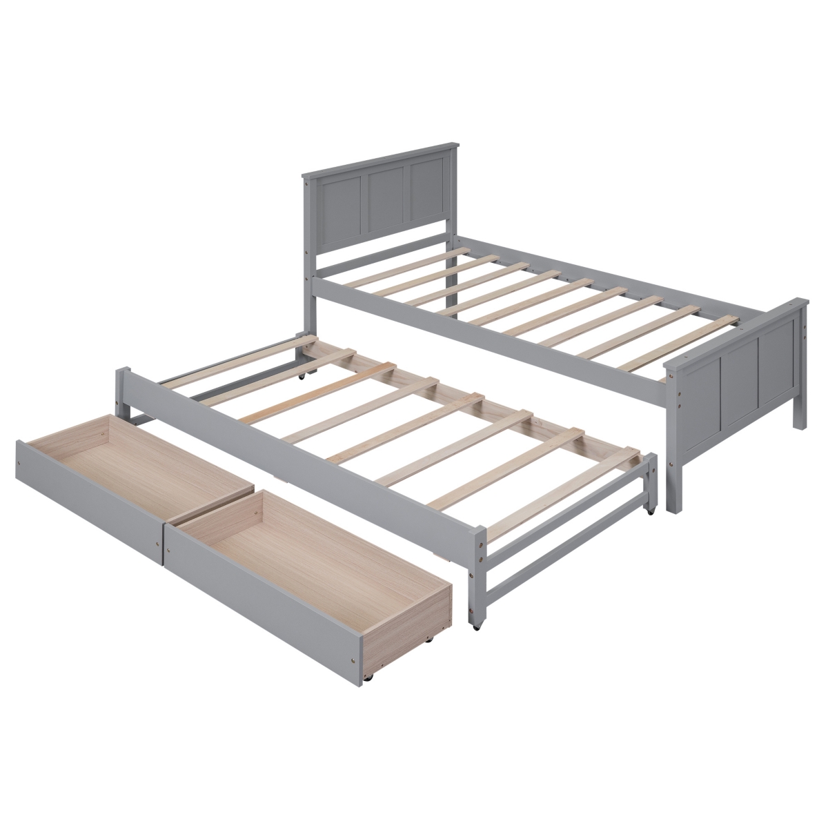 Streamdale Furniture Twin Size Platform Bed With Trundle And Drawers