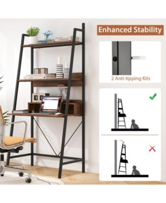 71in High Freestanding Laptop Desk with Open Shelves for Living Room Bedroom Study