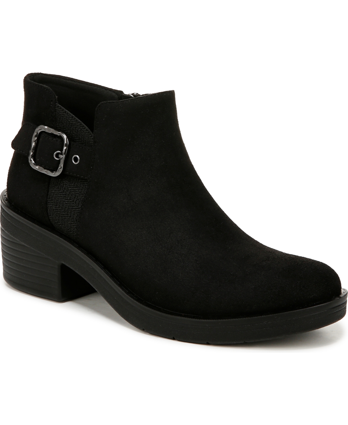 BZees Oasis Washable Block Heel Casual Booties - Black Fabric