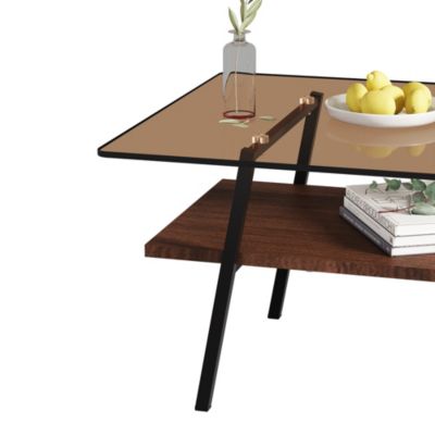 Modern Brown Glass Coffee Table