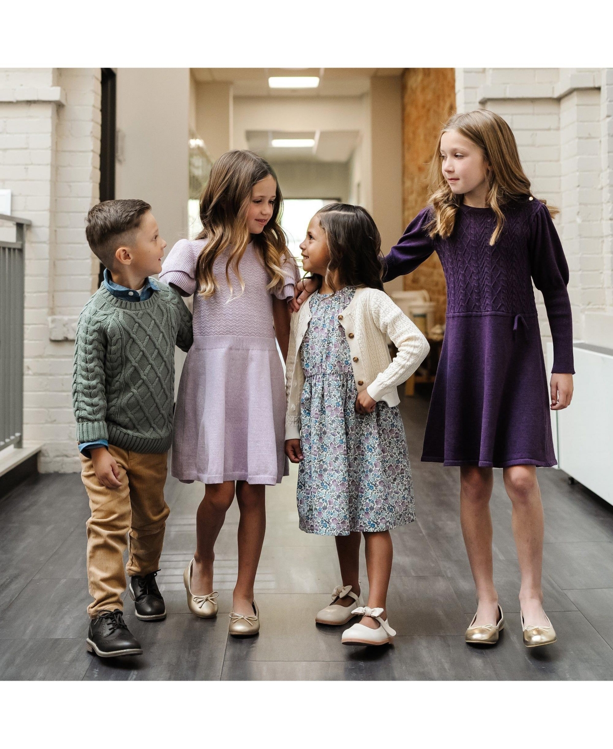 Hope & Henry Toddler Girls Organic Long Sleeve Cable Bodice Sweater Dress