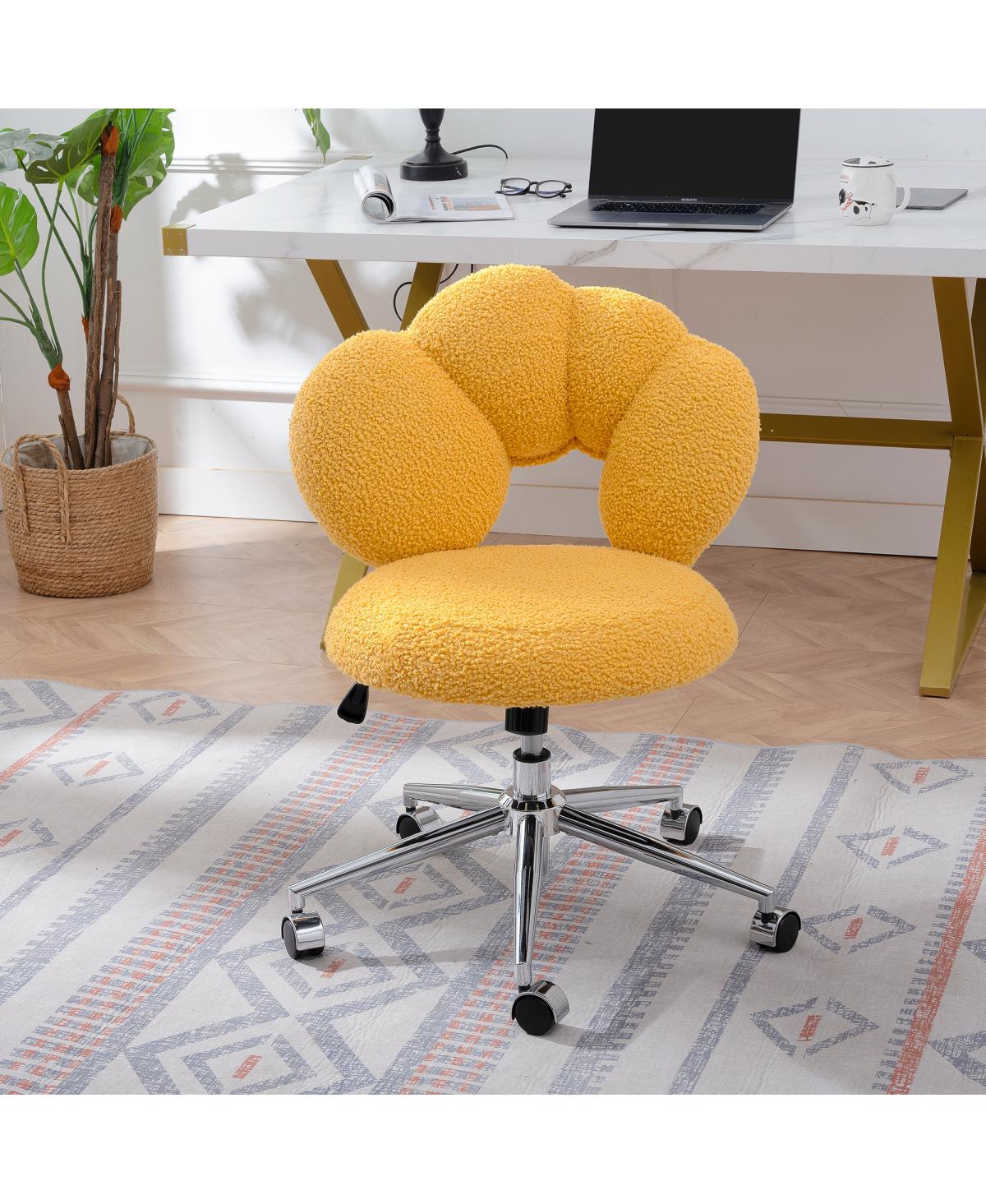 Simplie Fun 360 Swivel Height Adjustable, Swivel Chair, Teddy Fabric, Home Office Chair