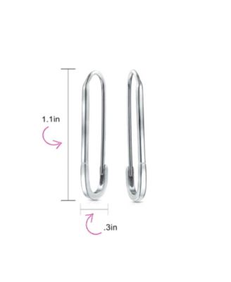 Inspirational Symbol Safety Pin Threader Drop Earrings Lapel Pin Brooch Sterling Silver