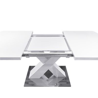 Modern White Square Dining Table with X-Base