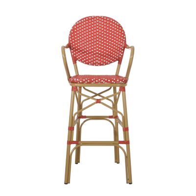 Streamdale Parisian-Inspired Aluminum Barstools with Woven Wicker