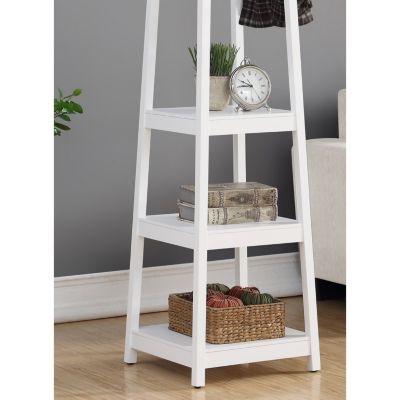 Streamdale Coat Rack w/ 3-Tier Storage Shelves in White Finish