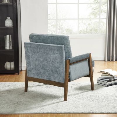 Streamdale Mid-Century Modern Velvet Accent Armchair, Blue