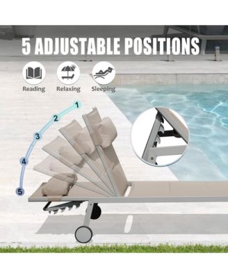 Premium Textilene Chaise Lounge Adjustable, Breathable, Rust-Resistant