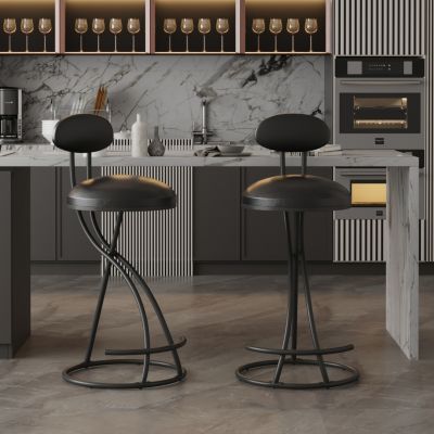 Stylish Faux Leather Counter Barstools (Set of 2)