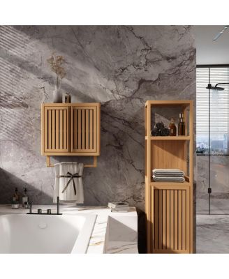 Bathroom cabinet wall mounted Bamboo toilet storage box