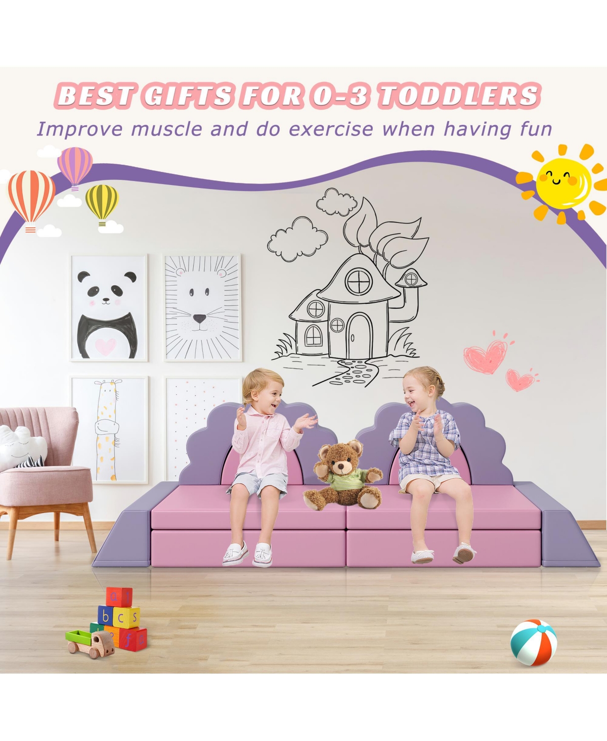 Streamdale 10-Piece Kids' Foam Play Set for Climbing, Crawling, and Imagination