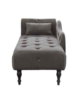 Elegant Velvet Chaise Lounge with Tufted Buttons and Nailhead Trim