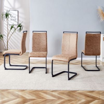 Modern Upholstered Dining Chairs with C-Shaped Metal Legs (Set of 4)