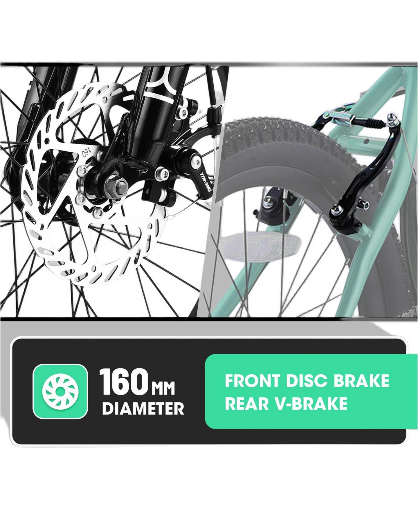 Детская игрушка Streamdale Furniture 20" 7-Speed Disc Brake Front Suspension Kids' Bike, 8–12 лет, цвет: Зелёный — фото 3