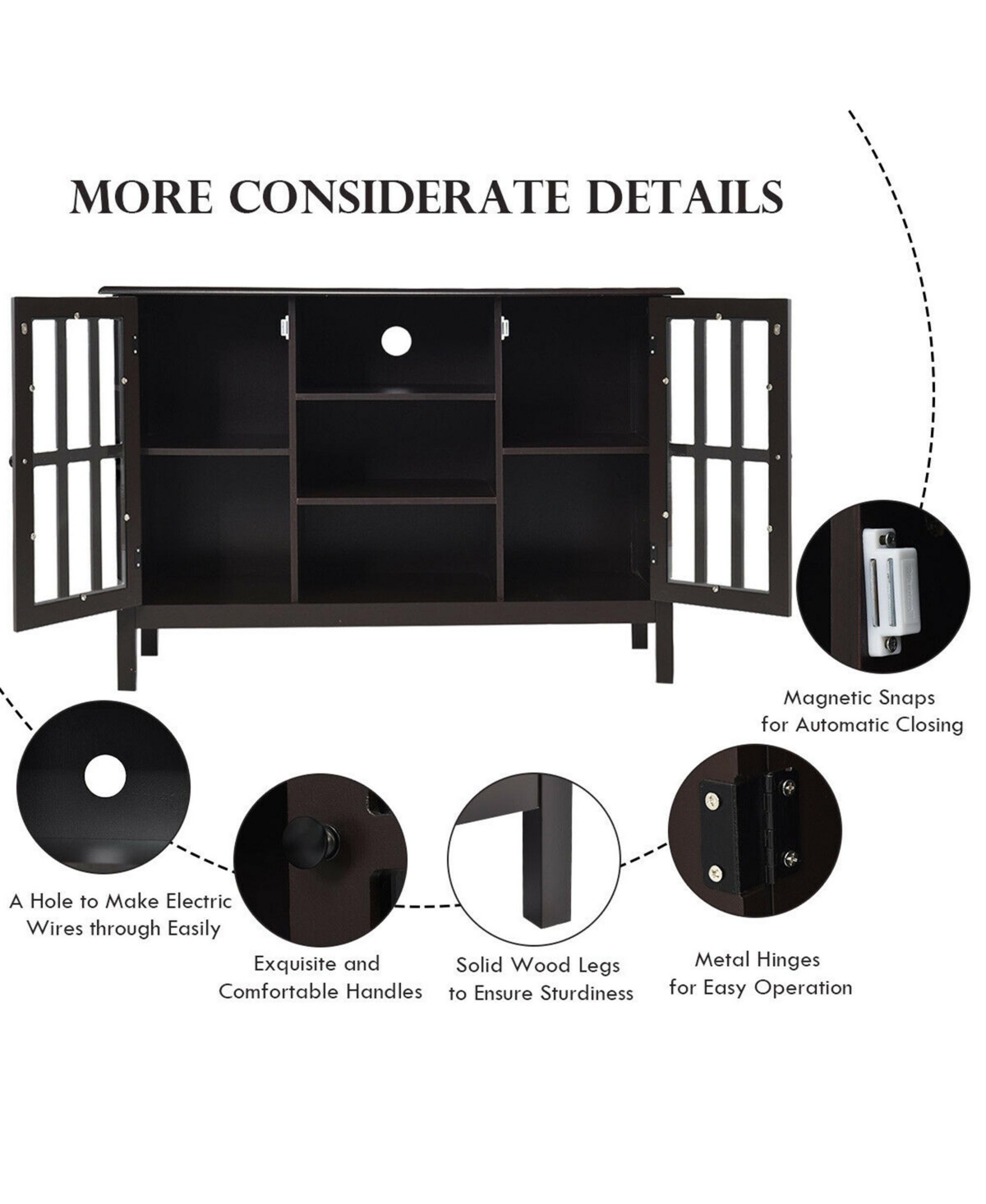 Gymax Wood Tv Stand Entertainment Media Center Console for Tv up to 50''- Brown