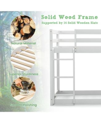 Twin Size Bunk Bed with Convertible Bookcase and Ladder
