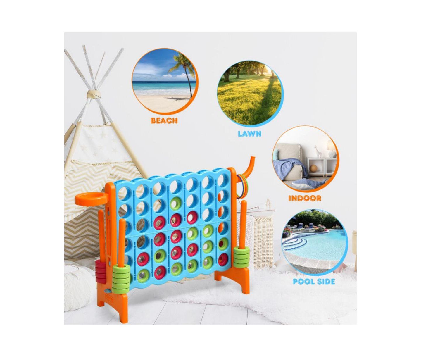 Детская настольная игра GIVIMO 4-to-Score Giant Board Game, Ages 3+, цвет: Оранжевый — фото 5
