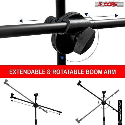 Tripod Mic Stand Floor 4Pcs Adjustable 31 to 76 Inches Boom Arm Holder Microphone Stands 360 Degree Rotating + Dual Mic MS DBL 4PCS