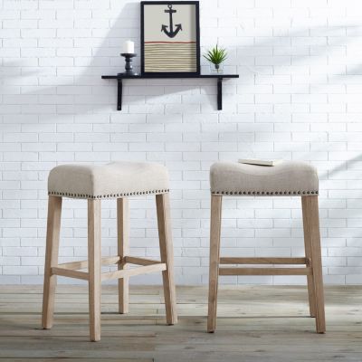 Upholstered Backless Saddle Seat Bar Stools 29" height Set of 2