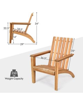 Outdoor Patio Acacia Wood Adirondack Lounge Armchair
