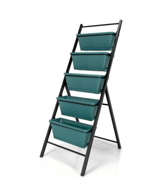 5-Tier Vertical Garden Planter Box Elevated Raised Bed with 5 Containers