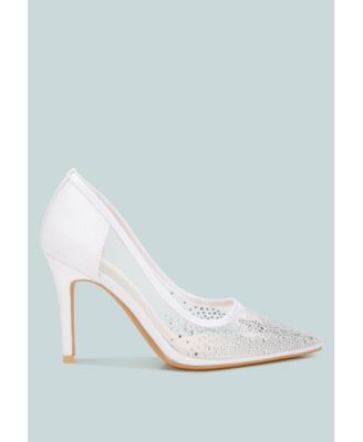 High Ball Mesh Rhinestone Stiletto Pumps