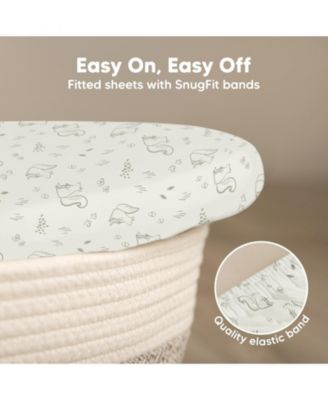 Bassinet Sheet for Baby Girls, Boys, 2-Pack Isla Fitted Bassinet Sheets, Bassinet Mattress Sheets