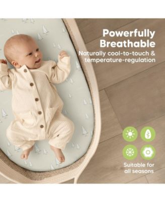 Bassinet Sheet for Baby Girls, Boys, 2-Pack Isla Fitted Bassinet Sheets, Bassinet Mattress Sheets