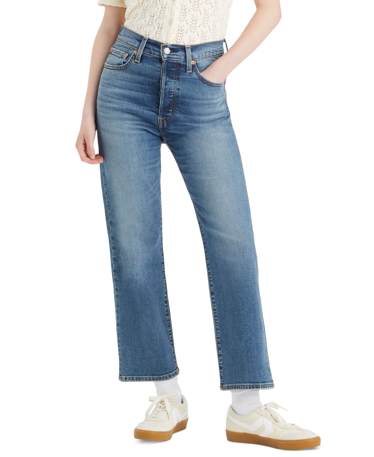 Women's Ribcage High-Rise Straight Ankle Jeans 27"