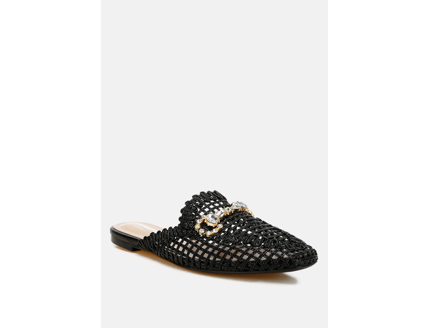 Женские сабо London Rag Roboma Metallic Woven Diamante Mules, цвет: Чёрный металлик — фото 1